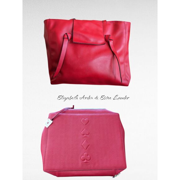 NWOT   Bundle of two red  bags by Estee Lauder and Elizabeth Arden - Picture 1 of 13